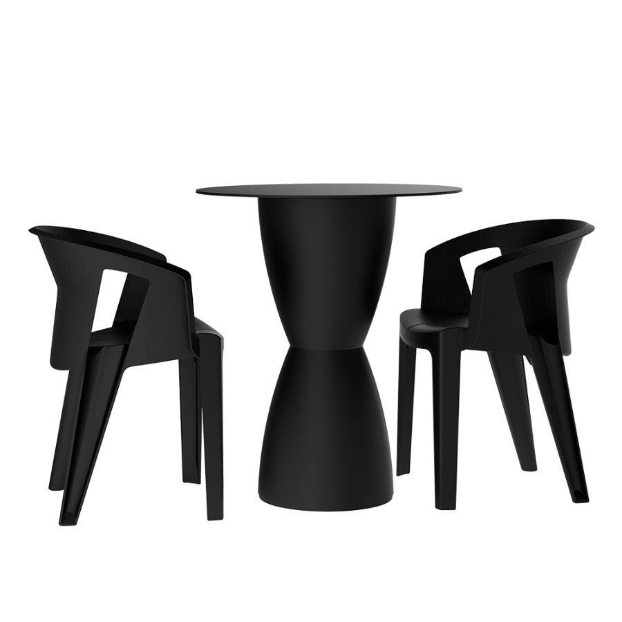 Combo Orla I'M IN HOME mesa e poltronas em polipropileno preto